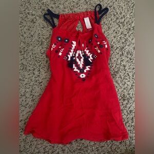 Womens Boho Red Lace Top